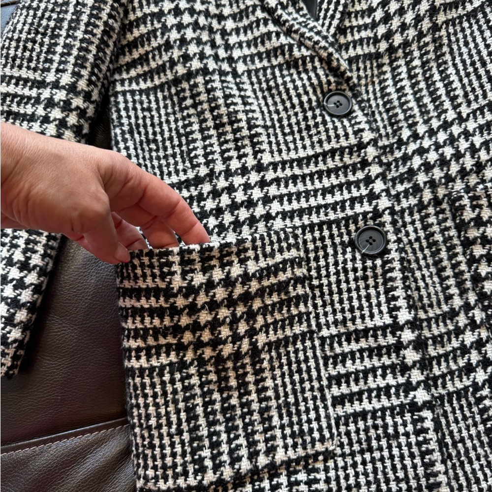Kids Houndstooth Puffer Jacket with Pink Collar - Picture 9 of 11